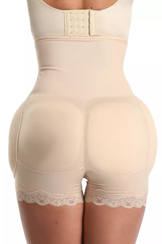 Body modelator cu efect push-up, corset & pernuțe pentru șolduri - Bej - Linovit Store