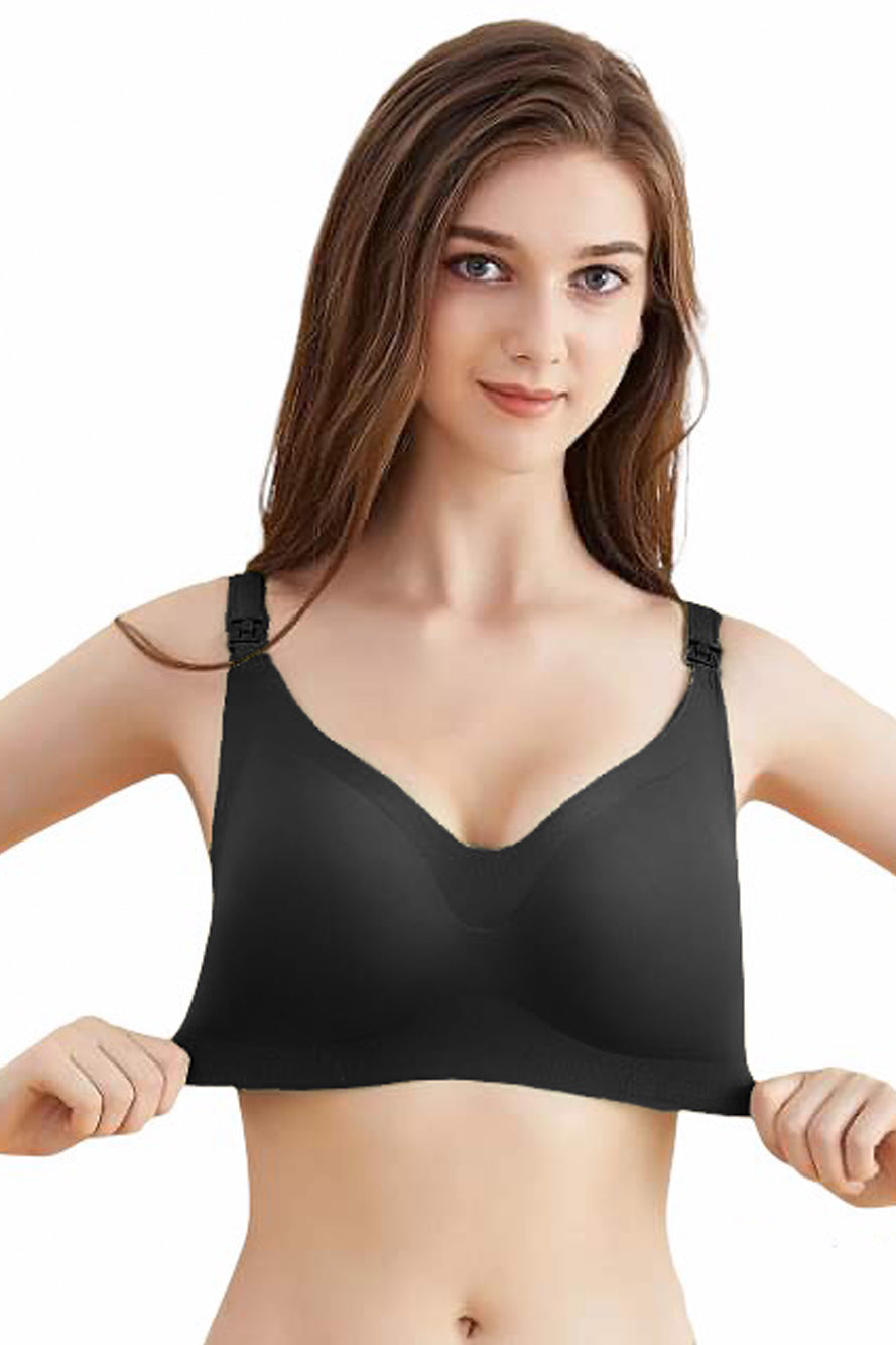 Sutien Alăptat fără Cusături și fără Întărituri - Negru - Linovit Store