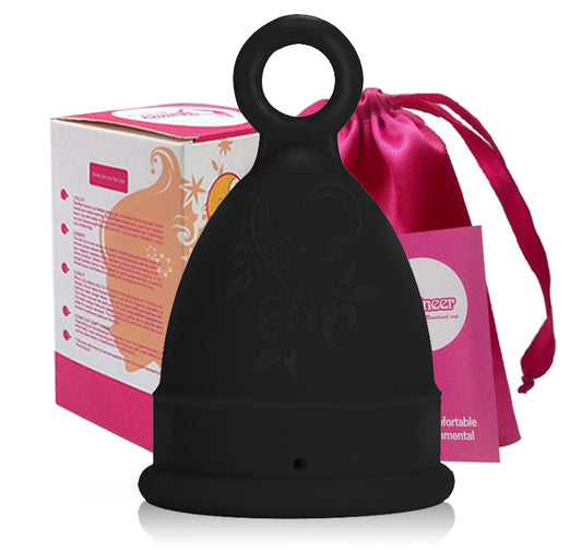 Cupă Menstruală Ring, Negru, mărimea L - Linovit Store