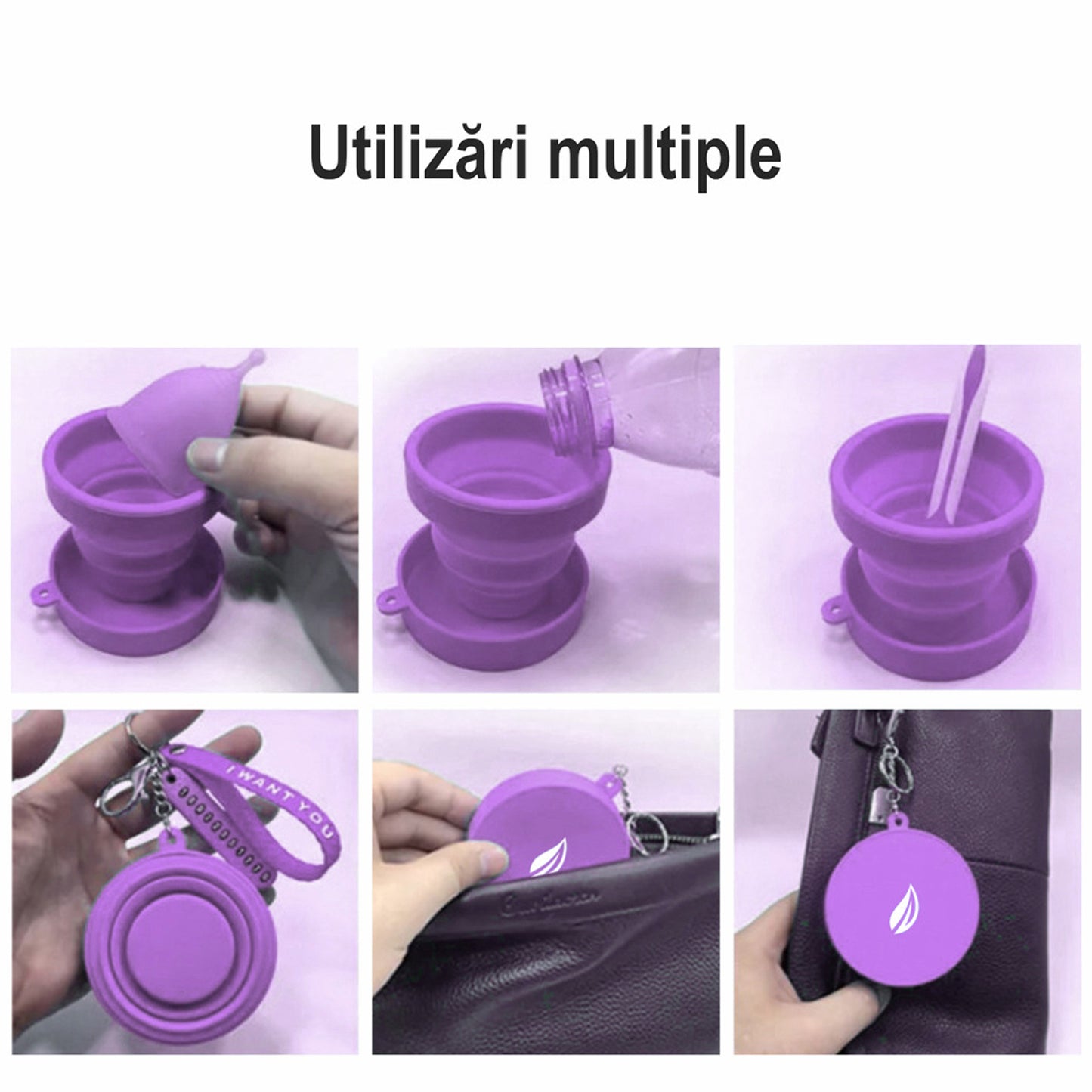 Sterilizator Cupe Menstruale, Linovit®, Pliabil, Silicon medical, Reutilizabil, 230ml, Mov - Linovit Store