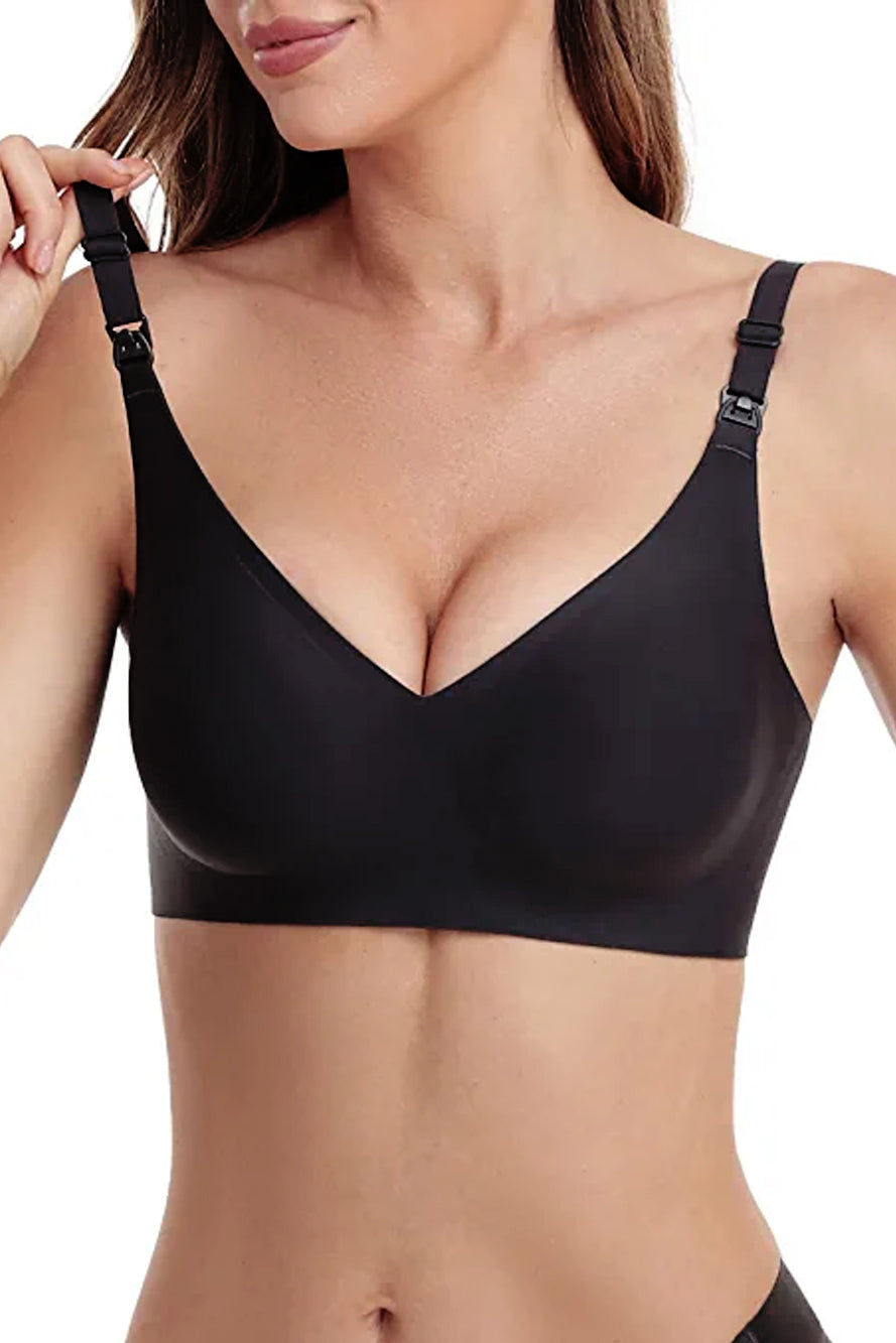 Sutien Alăptat fără Cusături și fără Întărituri - Negru - Linovit Store