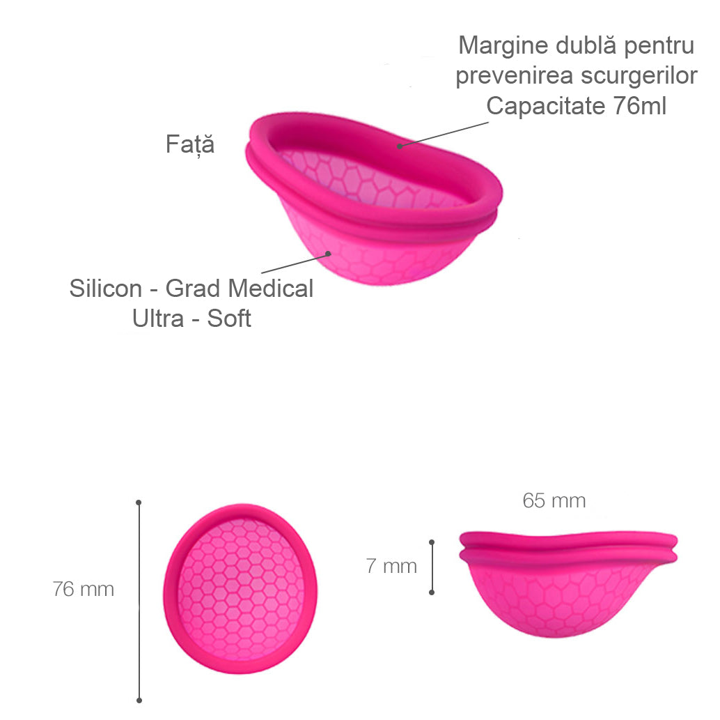 Cupă Menstruală Pliabilă, Roz, mărimi S, L - Linovit Store