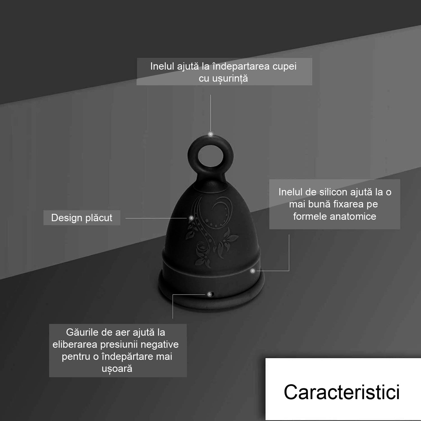 Cupă Menstruală Ring, Negru, mărimea L - Linovit Store
