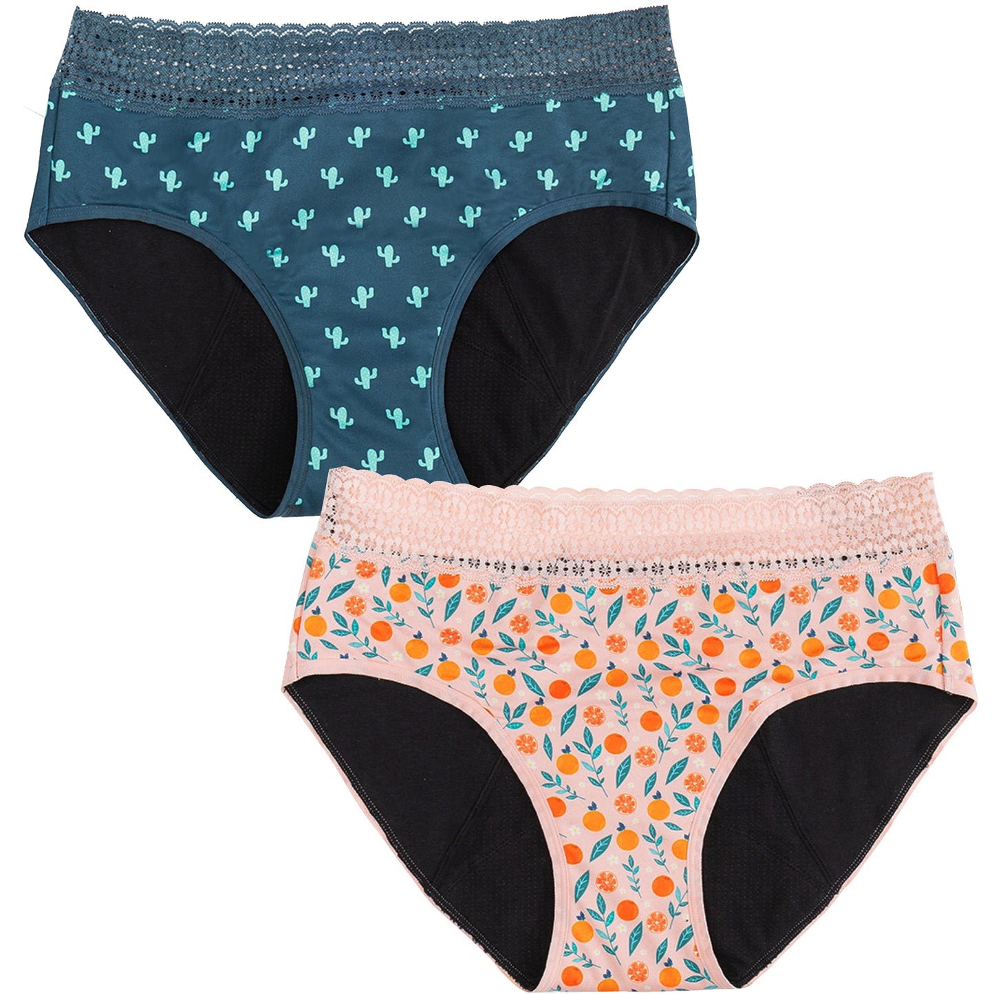 Set 2 Chiloți Menstruali Multicolori - Model Cactus + Citrus - Linovit Store