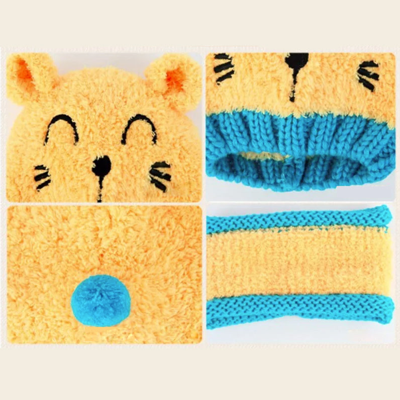 Set caciulă și fular de iarna pentru copii, Model pisică, 6-24 luni - Linovit Store