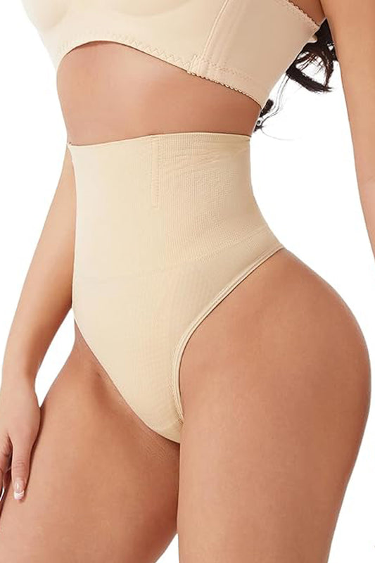 Chiloti modelatori tanga tip burtiera Selena - Talie medie - Bej - Linovit Store