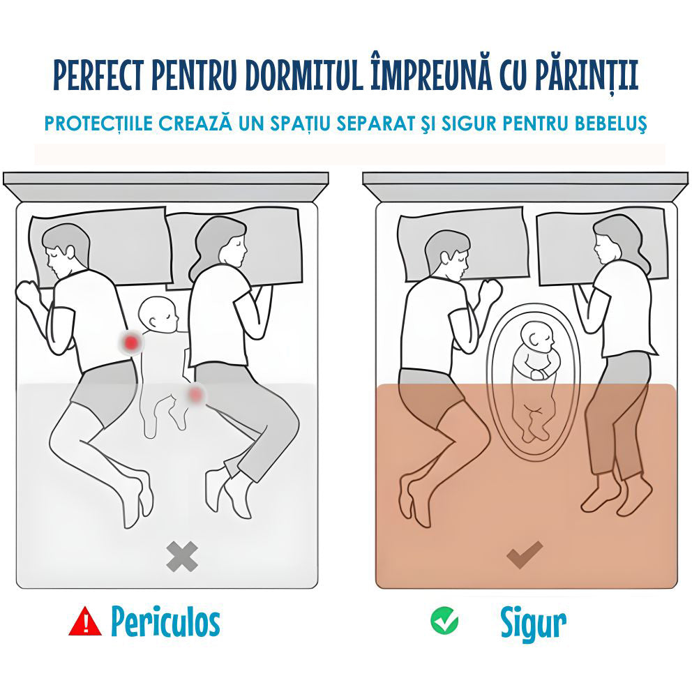 Cosulet Bebelusi pentru Dormit tip Baby Nest, cu Doua Fete, 0-24 Luni, 90x55cm, Husa Bumbac, Confort & Siguranta, Alb/Gri deschis