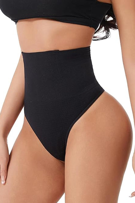 Chiloti modelatori tanga tip burtiera Selena - Talie medie - Negru - Linovit Store