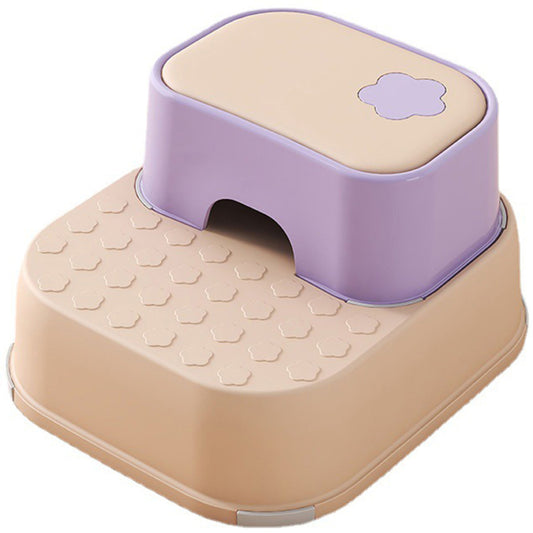 Scaunel Inaltator pentru Copii 2 in 1 cu Doua Trepte, Multifunctional, pentru WC, Baie si Bucatarie, Somon / Mov - Linovit Store