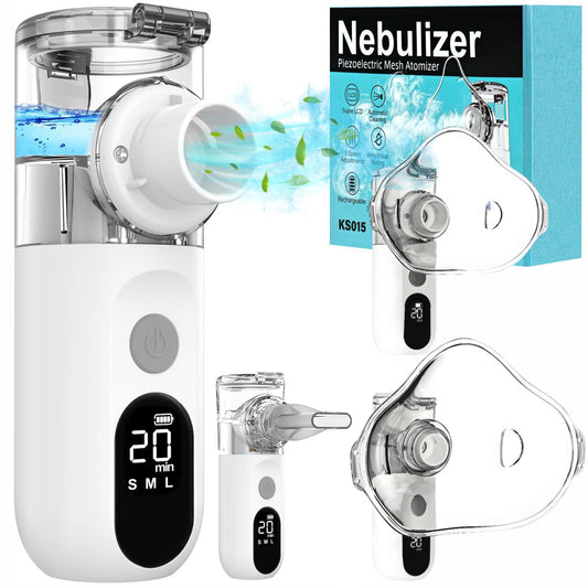 Aparat Aerosoli Profesional, Masca Copii si Adulti, Mustiuc Inhalare, 3 Moduri, Tehnologie Mesh, Particule 3.5µm, Autocuratare, Timer - Linovit Store