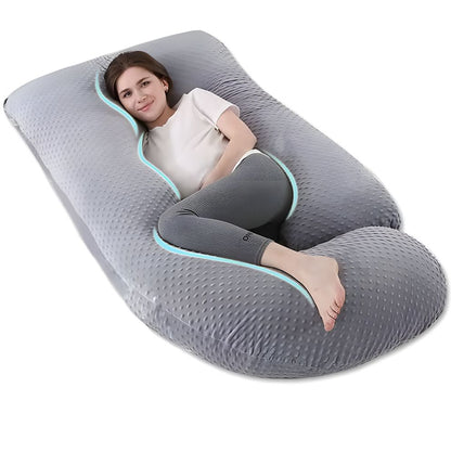 Perna Gravide si Alaptare 3 in 1, Multifunctionala, Forma de L, Sustinere pentru Burta, Spate, Solduri, Picioare, Bebelus, Relaxare, Husa detasabila, Gri deschis