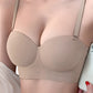 Sutien fara armaturi si fara cusaturi, Linovit®, Push-up, Bretele detasabile, Sistem dublu de prindere, Ideal pentru rochii cu spatele gol, Bej