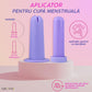 Aplicator pentru cupa menstruala Linovit®, silicon medical, reutilizabil, usor de folosit, compatibil cu lubrifiant, design compact si igienic, mov