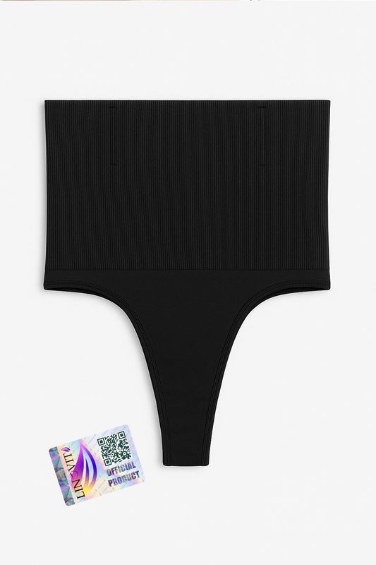 Chiloti modelatori tanga tip burtiera Chloe - Talie înaltă - Negru - Linovit Store