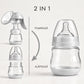 Pompa de san manuala 2 in1 cu biberon, Linovit®, 150 ml, 3 niveluri de aspirare, Cupa moale din silicon, Fara BPA, Gri deschis