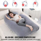 Perna Gravide si Alaptare 3 in 1, Multifunctionala, Forma de L, Sustinere pentru Burta, Spate, Solduri, Picioare, Bebelus, Relaxare, Husa detasabila, Gri deschis