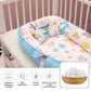 Cosulet Bebelusi pentru Dormit tip Baby Nest, cu Doua Fete, 0-24 Luni, 90x55cm, Husa Bumbac, Confort & Siguranta, Alb/Blue sky
