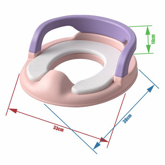 Reductor WC Copii cu Manere, Portabil, Antiderapant, 1-8 ani, Pentru majoritatea vaselor de toaleta, Roz / Mov