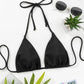 Sutien de baie Linovit®, Cupe triunghiulare, Buret detasabil, Negru - Linovit Store