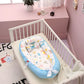 Cosulet Bebelusi pentru Dormit tip Baby Nest, cu Doua Fete, 0-24 Luni, 90x55cm, Husa Bumbac, Confort & Siguranta, Alb/Blue sky