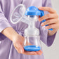 Pompa de san manuala 2 in1 cu biberon, Linovit®, 150 ml, 3 niveluri de aspirare, Cupa moale din silicon, Fara BPA, Albastru