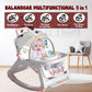 Balansoar Multifunctional 5 in 1, Scaun de Masa, Carucior, Masuta Ajustabila & Detasabila, Spatar Rabatabil, Coperina Ajustabila, Jucarii Detasabile, Buzunar Depozitare, Centura de Siguranta, 0-36 Luni, Roz