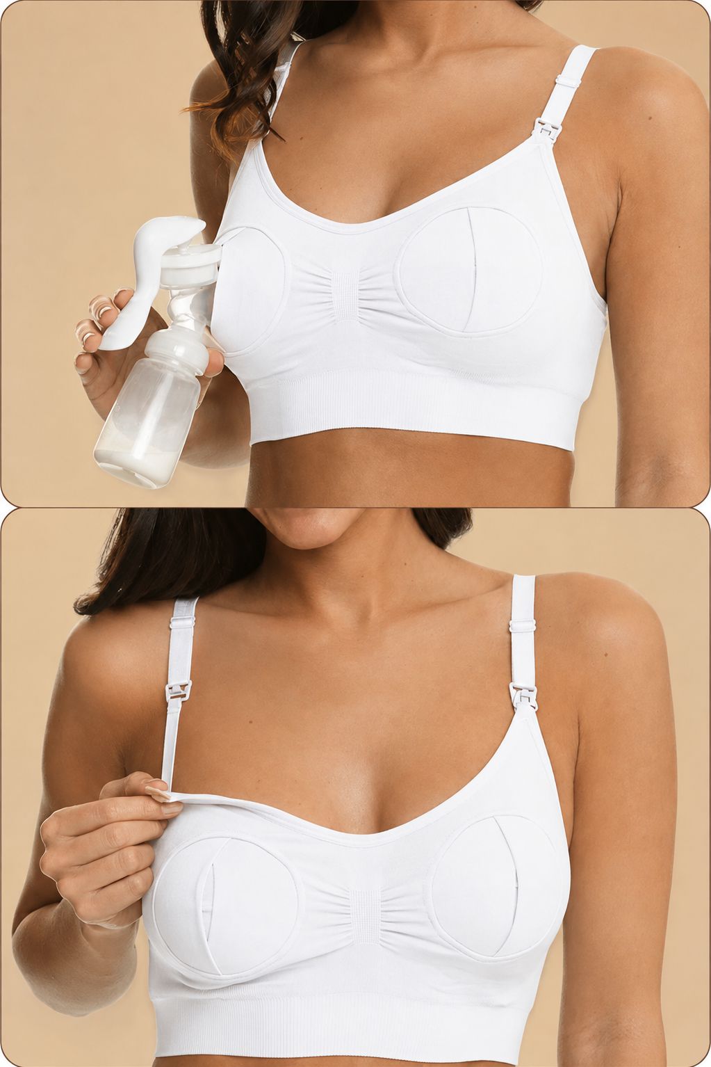 Sutien Linovit pentru alaptare 3 in 1 cu sustinere pompa san - Alb