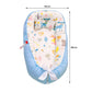 Cosulet Bebelusi pentru Dormit tip Baby Nest, cu Doua Fete, 0-24 Luni, 90x55cm, Husa Bumbac, Confort & Siguranta, Alb/Blue sky