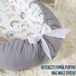 Cosulet Bebelusi pentru Dormit tip Baby Nest, cu Doua Fete, 0-24 Luni, 90x55cm, Husa Bumbac, Confort & Siguranta, Alb/Gri deschis