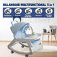 Balansoar Multifunctional 5 in 1, Scaun de Masa, Carucior, Masuta Ajustabila & Detasabila, Spatar Rabatabil, Coperina Ajustabila, Jucarii Detasabile, Buzunar Depozitare, Centura de Siguranta, 0-36 Luni, Albastru