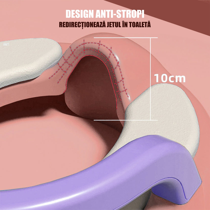 Reductor WC Copii cu Manere, Portabil, Antiderapant, 1-8 ani, Pentru majoritatea vaselor de toaleta, Roz / Mov