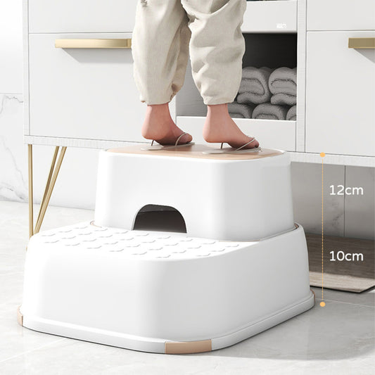 Scaunel Inaltator pentru Copii 2 in 1 cu Doua Trepte, Multifunctional, pentru WC, Baie si Bucatarie, Alb / Somon - Linovit Store