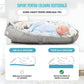 Cosulet Bebelusi pentru Dormit tip Baby Nest, cu Doua Fete, 0-24 Luni, 90x55cm, Husa Bumbac, Confort & Siguranta, Alb/Gri Bej