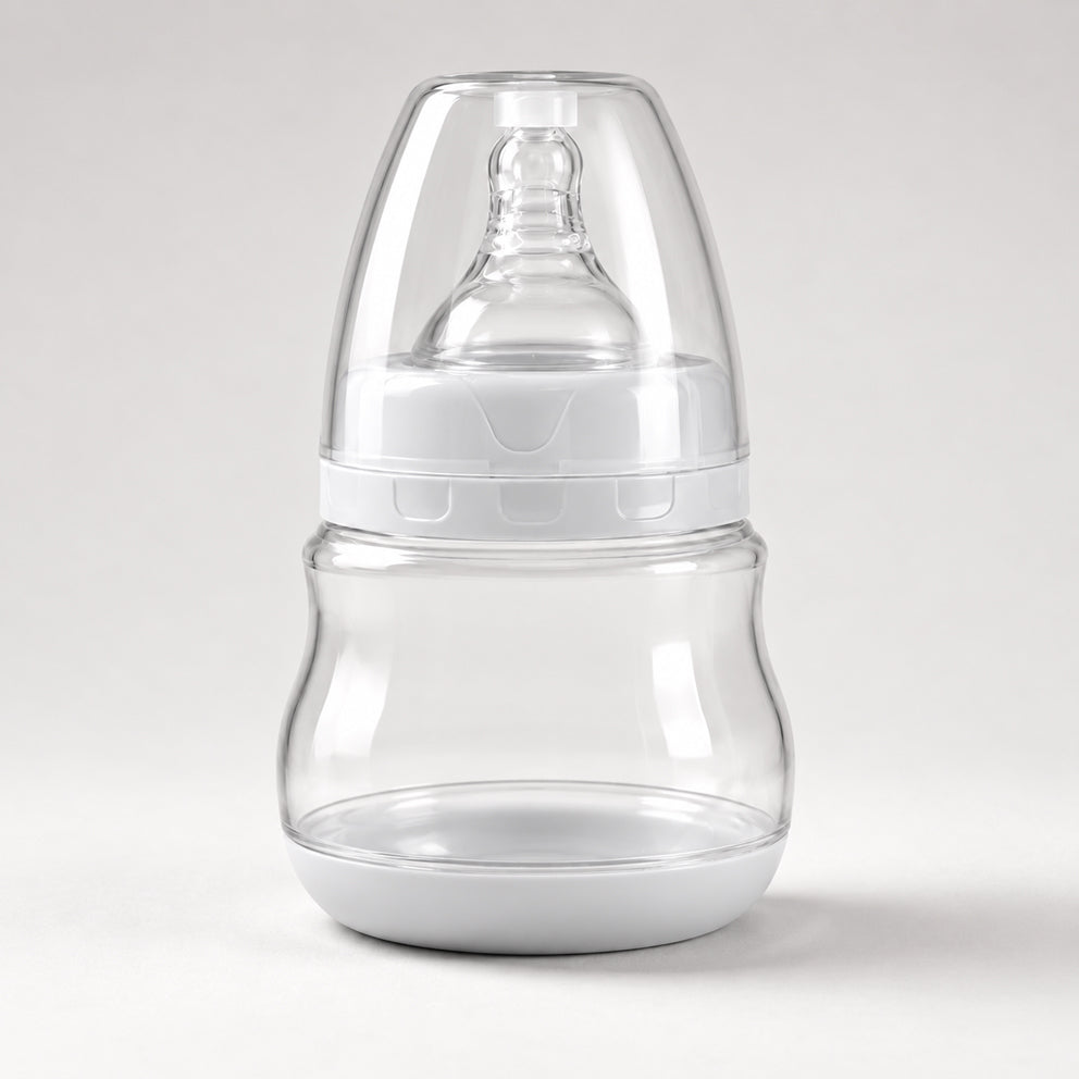 Pompa de san manuala 2 in1 cu biberon, Linovit®, 150 ml, 3 niveluri de aspirare, Cupa moale din silicon, Fara BPA, Gri deschis