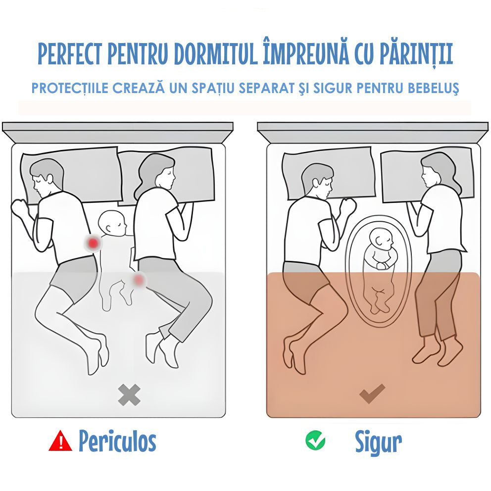 Cosulet Bebelusi pentru Dormit tip Baby Nest, cu Doua Fete, 0-24 Luni, 90x55cm, Husa Bumbac, Confort & Siguranta, Alb/Blue pale