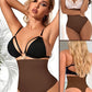 Chiloti modelatori tanga tip burtiera Chloe - Talie înaltă - Maro - Linovit Store