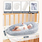 Cosulet Bebelusi pentru Dormit tip Baby Nest, cu Doua Fete, 0-24 Luni, 90x55cm, Husa Bumbac, Confort & Siguranta, Gri deschis/Gri închis