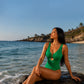 Costum de baie întreg - Include corset modelator pentru subțierea taliei - Verde