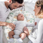 Cosulet Bebelusi pentru Dormit tip Baby Nest, cu Doua Fete, 0-24 Luni, 90x55cm, Husa Bumbac, Confort & Siguranta, Alb/Gri Bej
