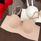 Sutien fara armaturi si fara cusaturi, Linovit®, Push-up, Bretele detasabile, Sistem dublu de prindere, Ideal pentru rochii cu spatele gol, Bej