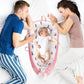 Cosulet Bebelusi pentru Dormit tip Baby Nest, cu Doua Fete, 0-24 Luni, 90x55cm, Husa Bumbac, Confort & Siguranta, Alb/Roz