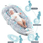 Cosulet Bebelusi pentru Dormit tip Baby Nest, cu Doua Fete, 0-24 Luni, 90x55cm, Husa Bumbac, Confort & Siguranta, Gri deschis/Gri închis
