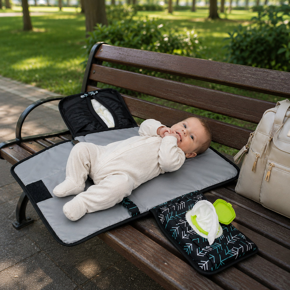 Saltea de Înfășat Portabilă pentru Bebeluși cu Pernă Memory Foam și Buzunare | LINOVIT® - Linovit Store