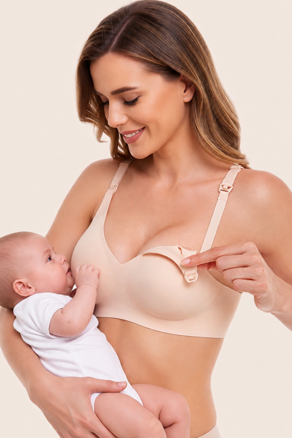 Sutien Alăptat fără Cusături și fără Întărituri - Bej - Linovit Store