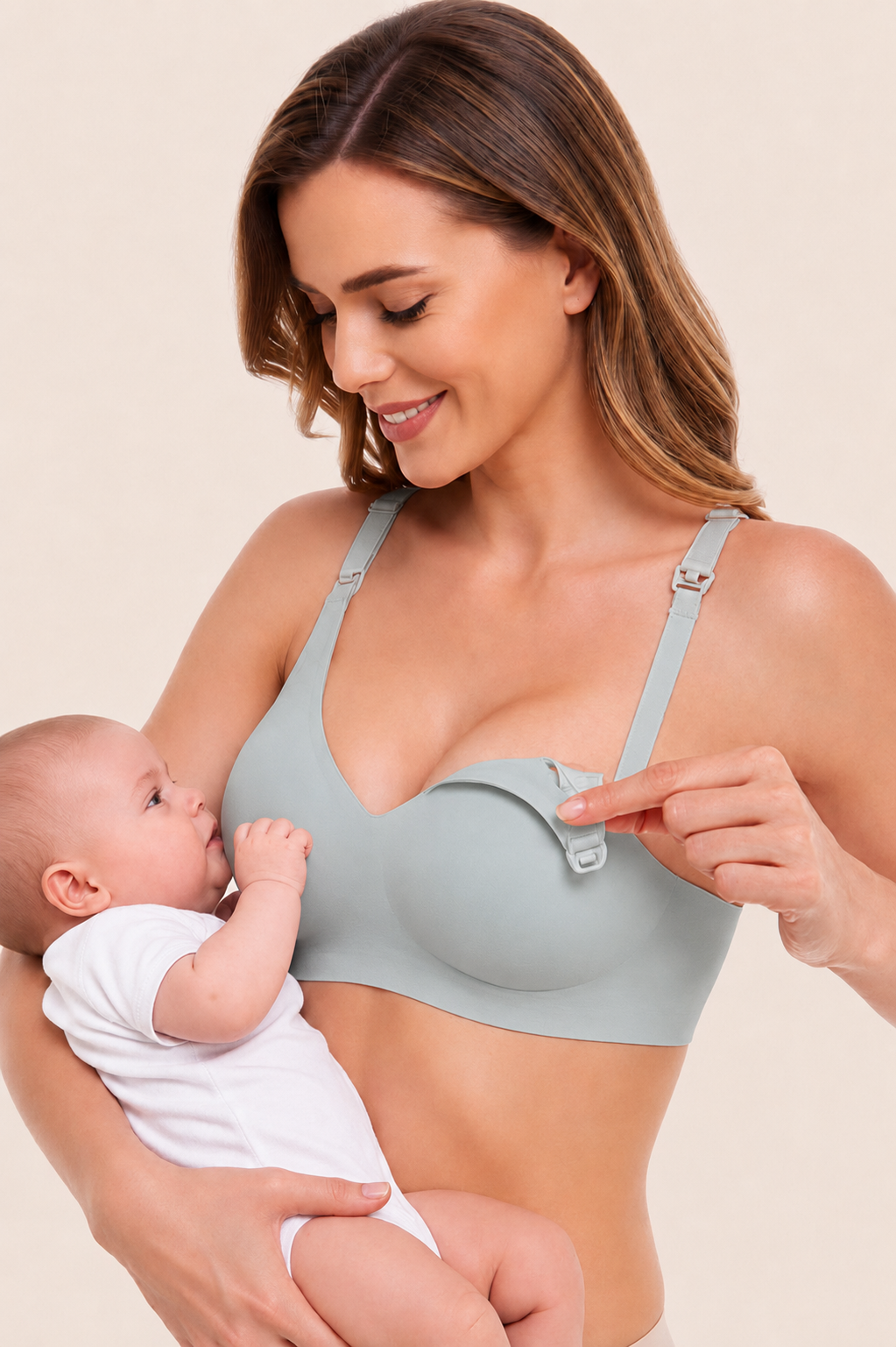 Sutien Alăptat fără Cusături și fără Întărituri - Albastru Pastel - Linovit Store