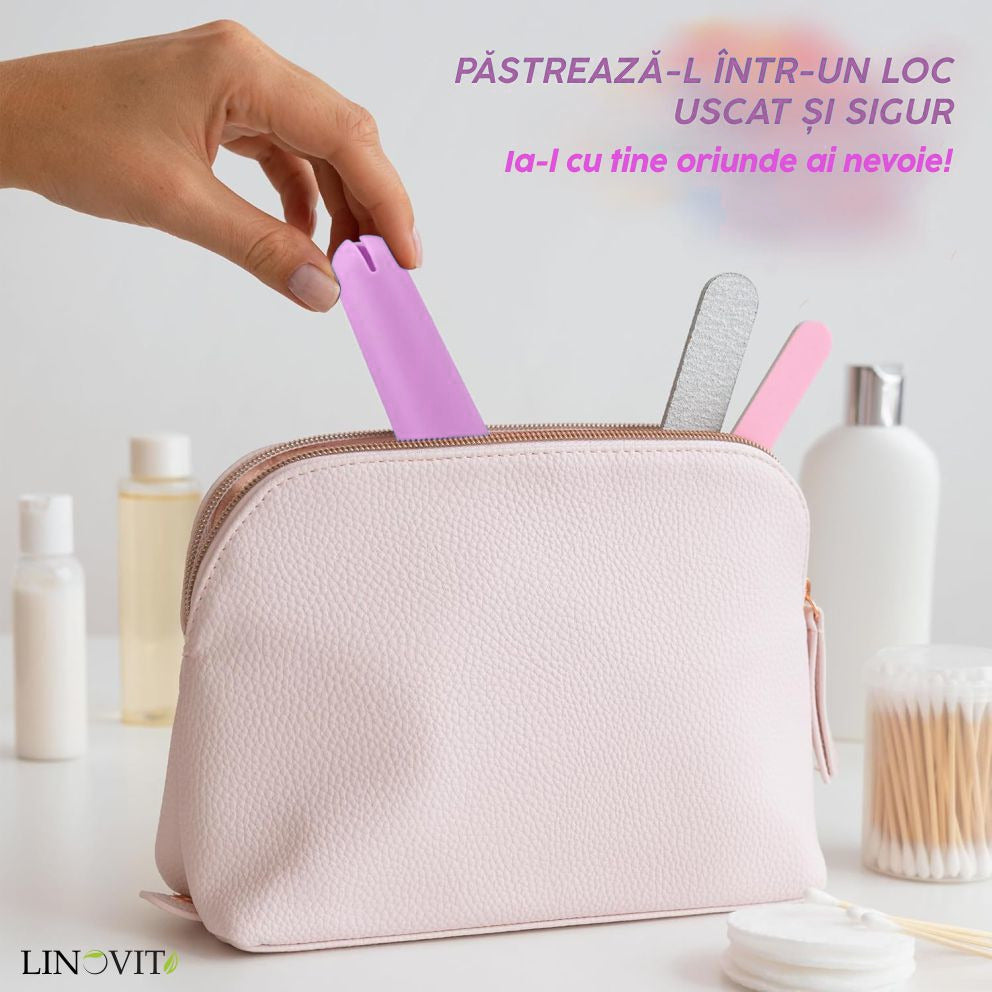 Aplicator pentru cupa menstruala Linovit®, silicon medical, reutilizabil, usor de folosit, compatibil cu lubrifiant, design compact si igienic, roz