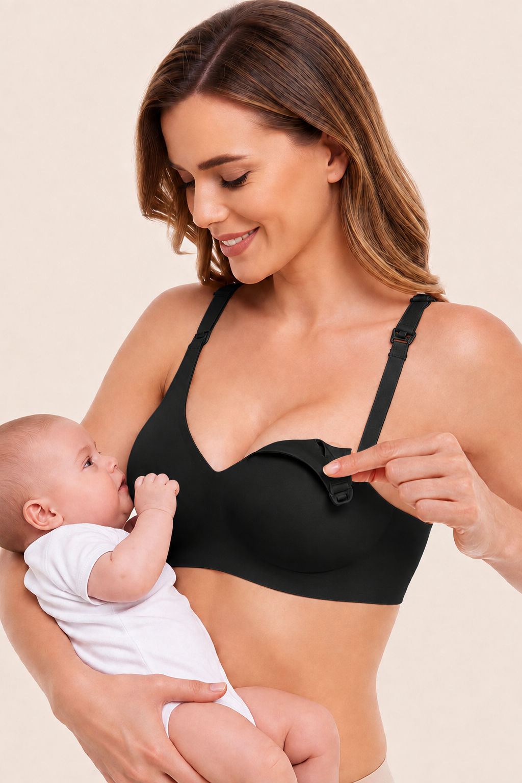 Sutien Alăptat fără Cusături și fără Întărituri - Negru - Linovit Store