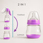 Pompa de san manuala 2 in1 cu biberon, Linovit®, 150 ml, 3 niveluri de aspirare, Cupa moale din silicon, Fara BPA, Roz - Linovit Store