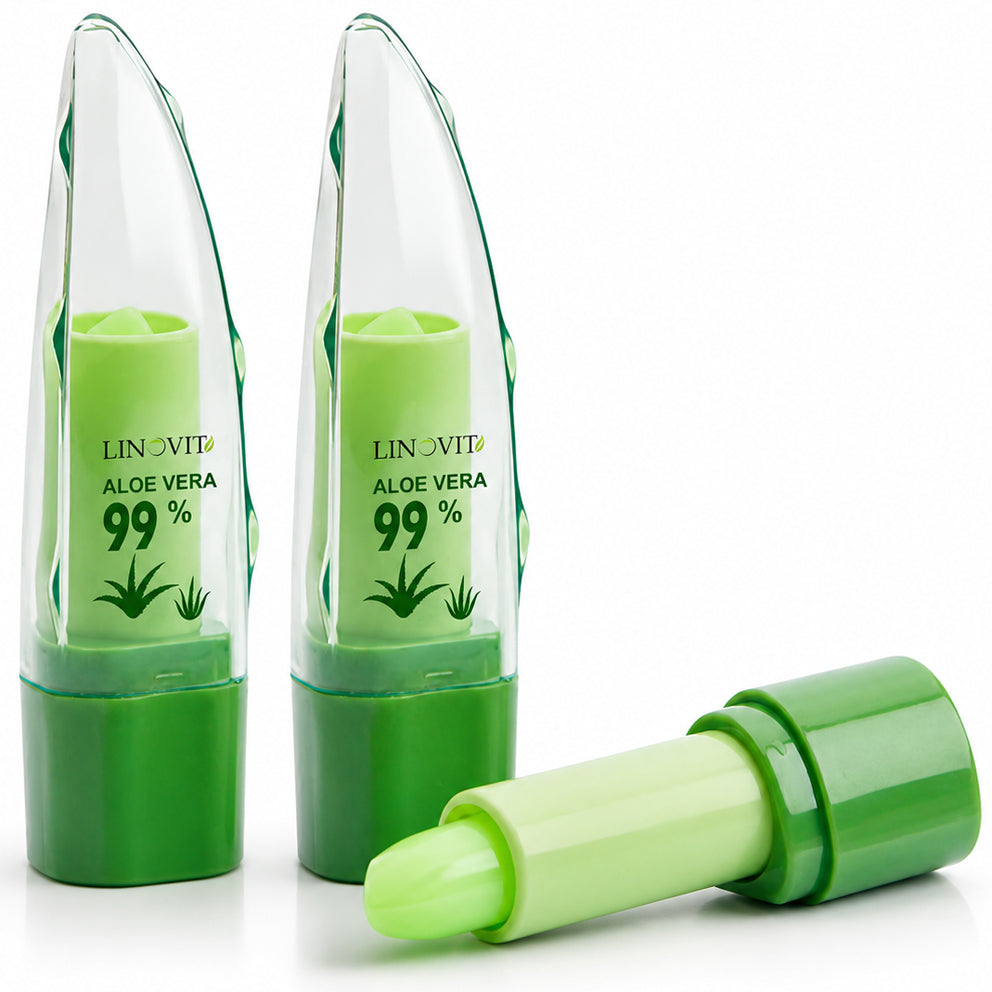 Set 2 bucati Balsam de Buze nuantator cu Aloe Vera, Linovit®, Hranitor, Hidratant, Culoare schimbatoare, Nuante de roz - Linovit Store