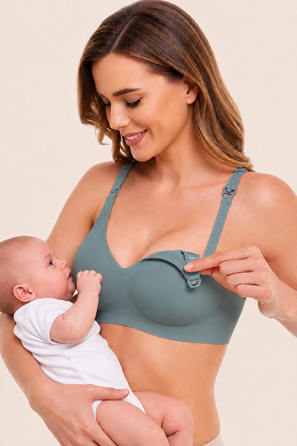 Sutien Alăptat fără Cusături și fără Întărituri - Verde Închis - Linovit Store